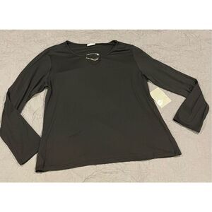 Free Kisses Black Top Women’s 3X New Silver Keyhole Front